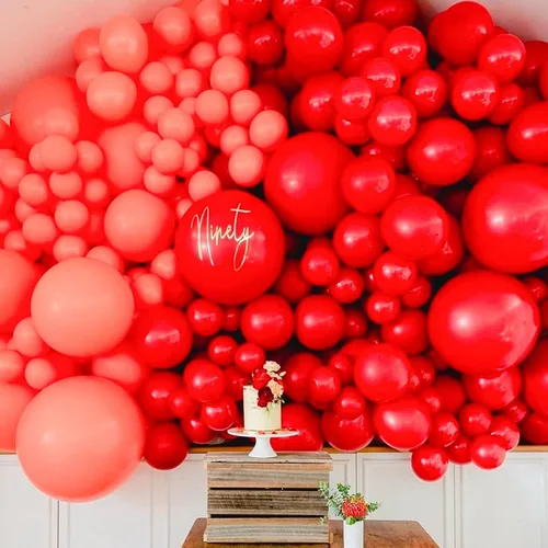 Vista 7 de PartyWoo 85 globos de color azul claro, 85 globos rojos de PartyWoo
