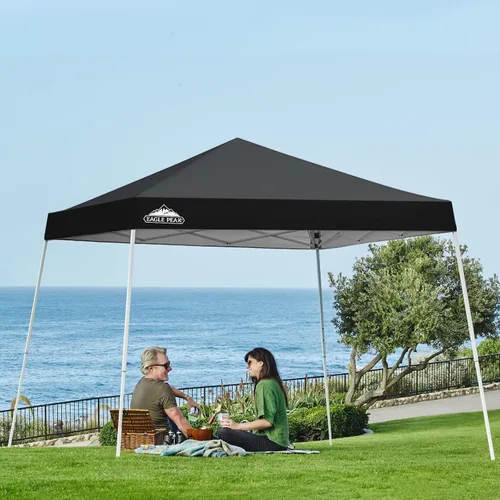 Vista 6 de Eagle Peak - Pérgola plegable (10.0 x 10.0 pies), patas inclinadas, de tela, para exteriores, fácil de montar, Negro