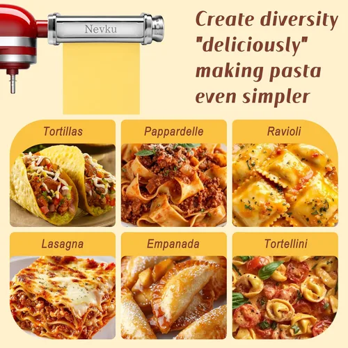 Vista 4 de Accesorio de la hoja del rodillo de la pasta para el mezclador del soporte de kitchenaid, máquina del accesorio del fabricante de pasta del acero
