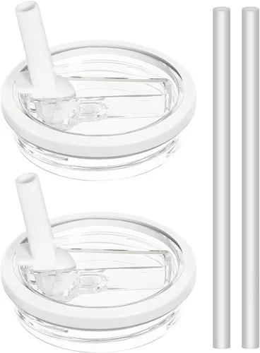 Vista 10 de Tapa de repuesto con popote abatible compatible con vaso Stanley de 40 onzas, paquete de 2 (negro, 40 onzas)