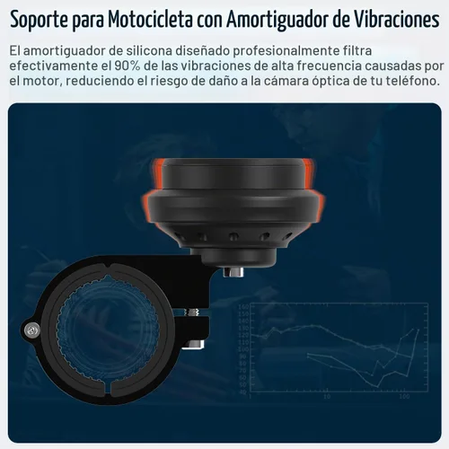Vista 3 de Soporte de teléfono para motocicleta, soporte de teléfono celular de bicicleta con módulo amortiguador de vibraciones, soporte de manillar delantero