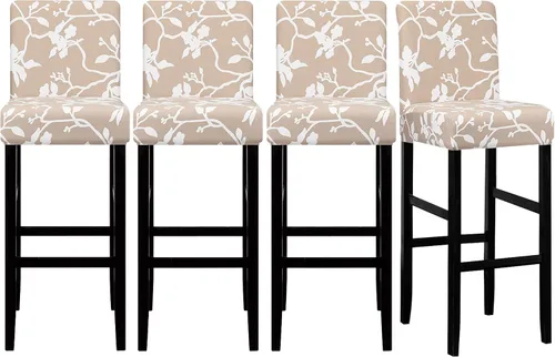 Vista 25 de Lellen Juego de 2 fundas para taburetes de bar, fundas jacquard para taburetes de bar, fundas deslizables elásticas para taburetes de bar