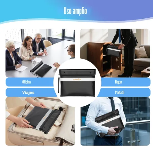 Vista 7 de Bolsa de documentos ignífuga – Bolsas de documentos importantes de 6200 °F con cremallera, resistentes al agua, a prueba de fuego, bolsas de dinero