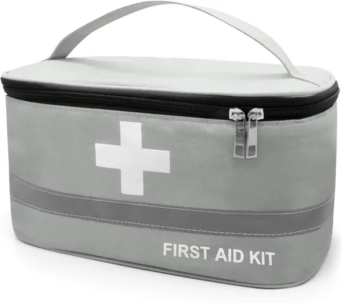Vista 9 de Faylapa Bolsa vacía de primeros auxilios, 10.2 x 5.5 x 5.5 pulgadas, bolsa portátil de almacenamiento médico de primeros auxilios para exteriores