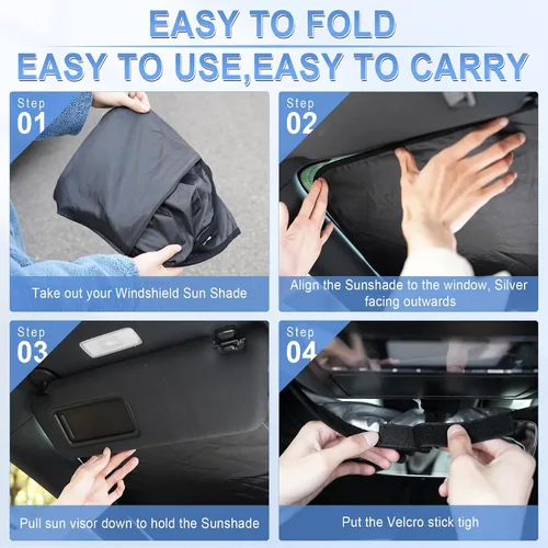 Vista 5 de 1 Pack Premium Windshield Sunvisor for Honda HR-V HRV 2023-2025, Car Sun Visor Protector Block,Heat Insulated,Foldable,Temperature Cooling,Dashboard