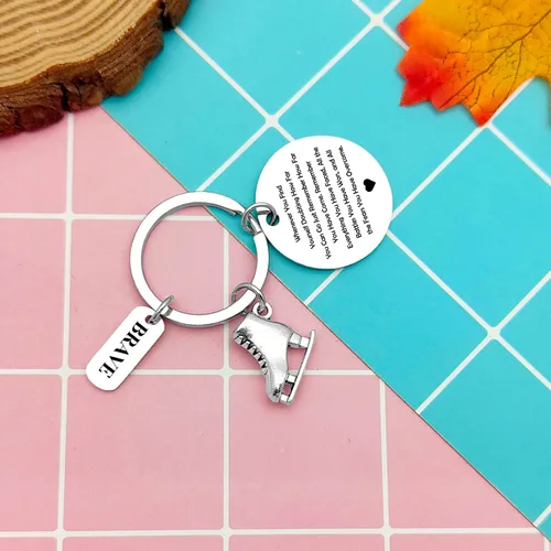 Vista 6 de Heigebi Roller Skate Keychain Athletic Keychain Roller Skate Gifts Keyring Skate Lover Gift