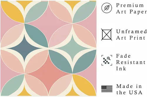 Vista 2 de Ethan Taylor Abstract Wall Art Prints Unframed Square Posters 'Retro 70s Hippie Pattern IV' Retro Home Décor for Living Room, Bedroom, Office, 18 in