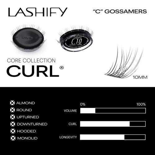Vista 3 de Lashify Curl - Extensiones de pestañas Gossamer DIY de 0.394 pulgadas, color negro, pestañas postizas fáciles para un aspecto natural