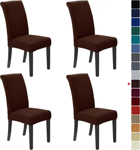 Vista 32 de Juego de 2 fundas para sillas de comedor, fundas elásticas para sillas de comedor, fundas para sillas de cocina de jacquard texturizadas, decoración