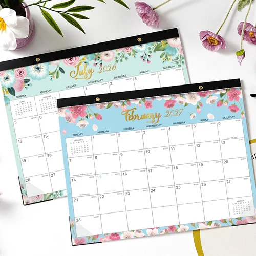 Vista 2 de Calendario de escritorio 2026-2027 – julio 2026 – diciembre 2027, calendario 2026-2027, 14.6 x 11.5 pulgadas, calendario mensual de 12 calendarios