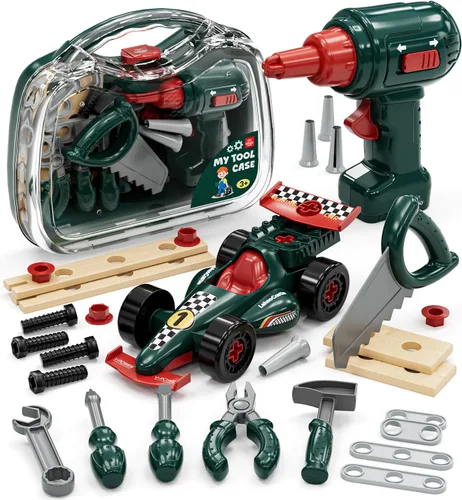 Vista 10 de Lehoo Castle Juego de herramientas para niños pequeños con taladro de Negro