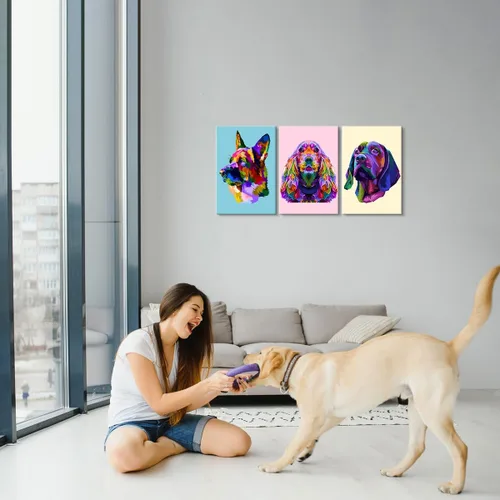 Vista 5 de 3 Piezas Arte de Pared de Perro Decoración de Pared de Perro Pastor Alemán Lienzo Arte de Pared Cocker Spaniel Decoración de Perro Arte de Pared