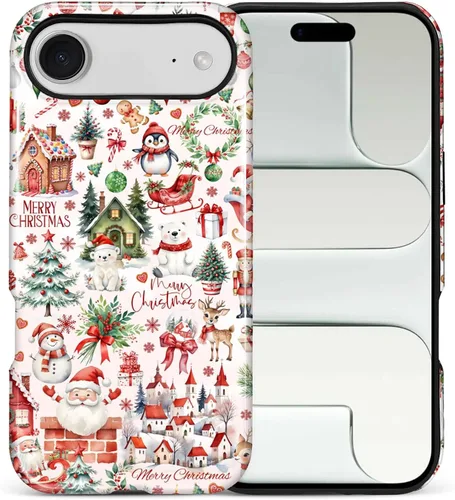 Vista 92 de Funda para iPhone 13 iPhone 14, a prueba de golpes, funda protectora híbrida de 2 capas, doble protección contra caídas, antiarañazos, diseño Rojo