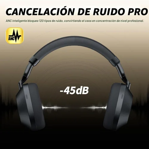 Vista 5 de SOMIC Air One ANC - Auriculares inalámbricos Bluetooth, audio espacial personalizado, cancelación activa de ruido híbrida, auriculares Bluetooth