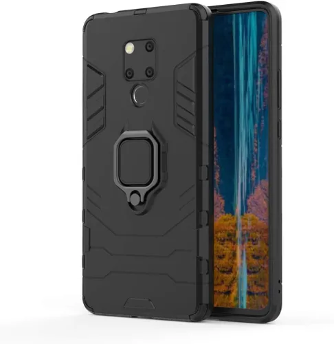 Vista 6 de Compatible con Huawei Mate 20 X, soporte de anillo de metal, a prueba de golpes, carcasa rígida (funciona con soporte magnético para automóvil)