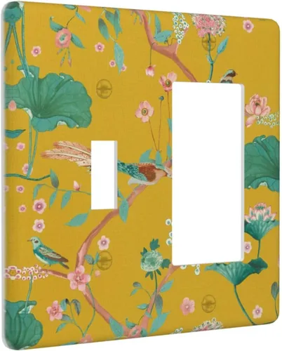 Vista 44 de Pintura al óleo de flores abstractas de 1 cuadrilla de interruptor de luz dúplex individual cubierta de salida placa de pared decorativa Placa