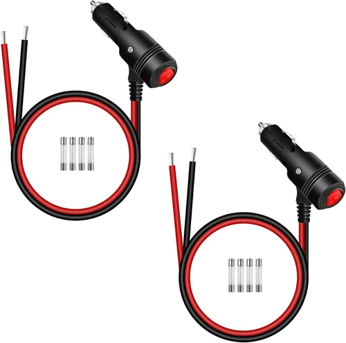 Vista 8 de Adaptador de enchufe de encendedor de cigarrillos de 12 V, 24 V, 16 AWG, resistente, 15 A, repuesto macho a cable desnudo con interruptor