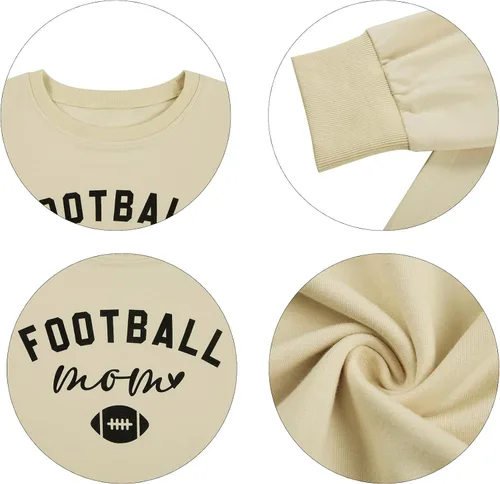 Vista 5 de MNLYBABY Camiseta de fútbol de gran tamaño para mujer, divertida sudadera gráfica para el día del juego, casual, mamá, vida, manga larga, tops