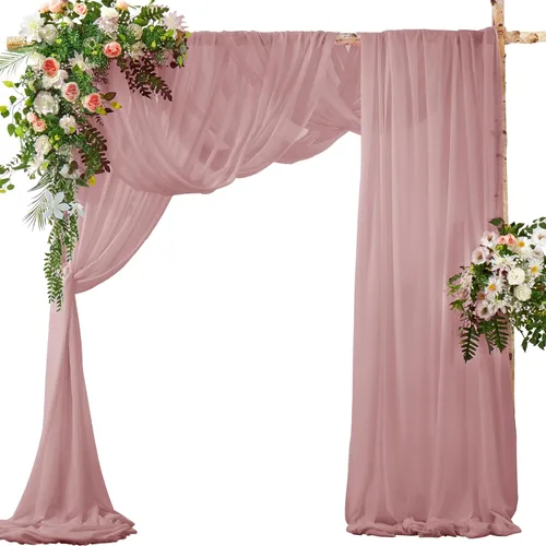 Vista 14 de SiinvdaBZX 2 Paneles Tela Drapeada de Arco de Boda 30" x 240" de Poliéster de Gasa Negra para Múltiples Ocasiones