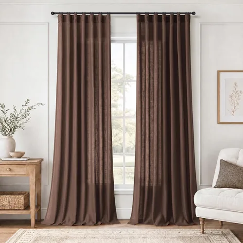 Vista 30 de Jowels Natural Linen Curtains 96 Inches Long 2 Panels for Living Room