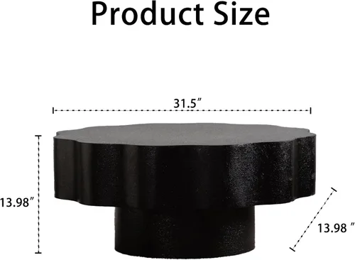 Vista 2 de Mesa de centro redonda de 31.5 pulgadas, moderna mesa de té de madera con forma de borde ondulado, mesa de centro circular de madera de tambor