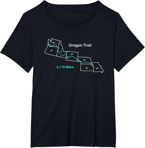 Vista 17 de Route Map of The Oregon National Historic Trail T-Shirt Asphalt Grey