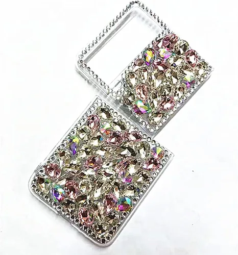 Vista 3 de Funda para Galaxy Z Flip 4, Galaxy Z Flip 4 5G, 3D hecha a mano con piedras brillantes y diamantes brillantes para Samsung Galaxy Z Flip 4 5G (2022)