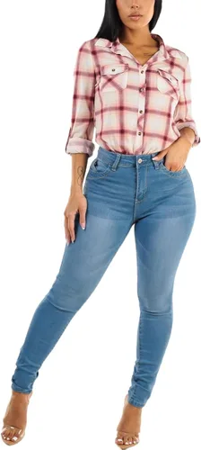 Vista 2 de Moda Xpress - Jeans ajustados con levantamiento de glúteos y cintura alta para mujer
