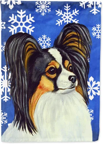 Vista 165 de Caroline's Treasures SC9374GF Bulldog English Snow flakes Holiday Garden Flag Buzón Bandera decorativa para patio exterior, patio, obras de arte