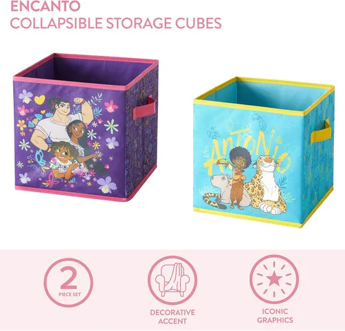 Vista 2 de Disney Encanto - Juego de dos cubos de almacenamiento espaciosos plegables, 10"x10