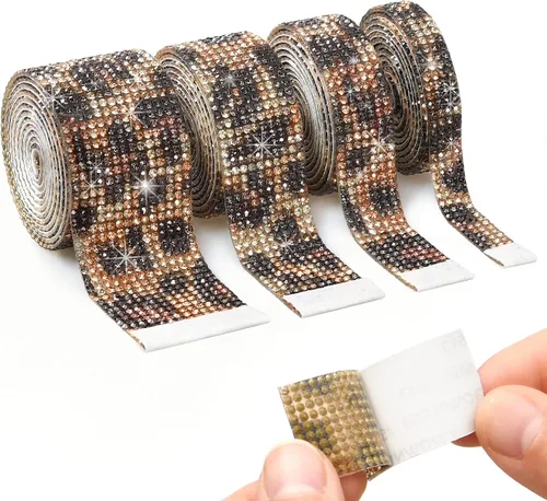 Vista 9 de 4 rollos de calcomanías autoadhesivas de diamantes de imitación de color negro, con diamantes de imitación de 0.079 pulgadas (0.079 in)