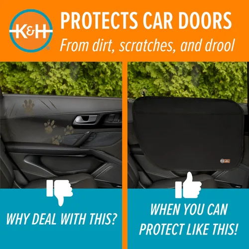 Vista 5 de K&H - Protector de puerta de coche para perros, paquete de 2, 27 x 19 Negro