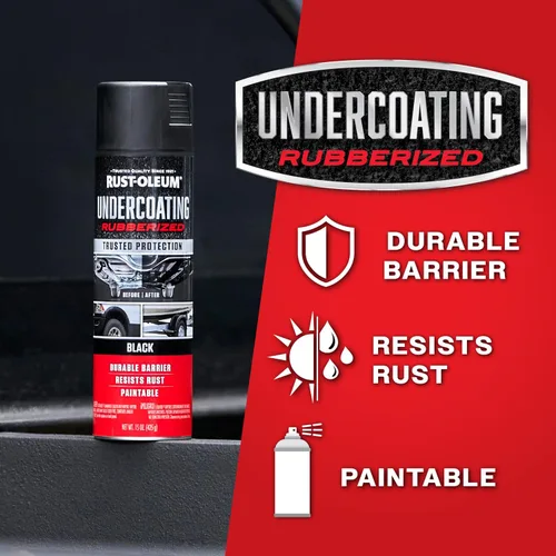 Vista 4 de Rust-Oleum 248657 Spray de revestimiento inferior de goma, 15 oz, Negro