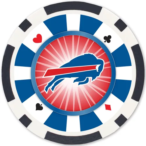 Vista 2 de Masterpieces Casino - NFL Buffalo Bills - Juego de fichas de póquer de alta calidad de 100 piezas con bandeja