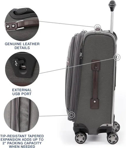 Vista 4 de Travelpro Platinum Elite-Softside - Maletas expansible con ruedas giratorias, Gris Vintage), 409186105