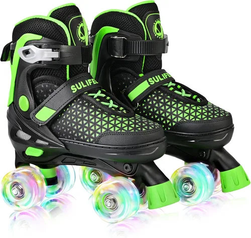 Vista 9 de SULIFEEL Patines para niñas y niños, 4 tallas ajustables con ruedas iluminadas, patines seguros y divertidos para niños, mejor regalo