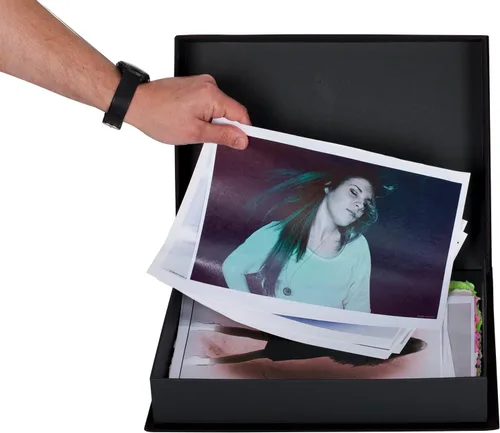 Vista 2 de HG Art Concepts Eternity Archival Clamshell - Caja de almacenamiento de fotos, color negro, 8.5 x 11 pulgadas, para almacenar obras de arte, fotos