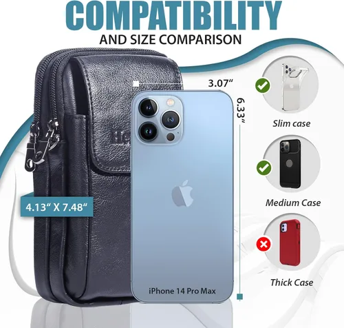 Vista 2 de Funda de cuero Hengwin para teléfono se ajusta para iPhone 16 Pro Max 15 Plus 14 Pro Max 13 Pro Max 12 Pro Max Samsung Galaxy S24 Ultra S23 Ultra