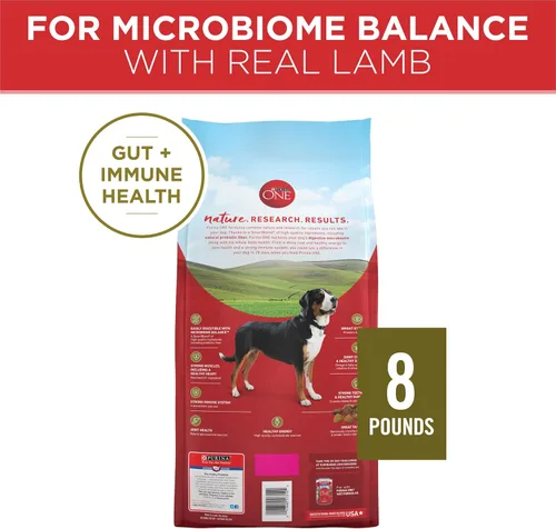 Vista 6 de Purina ONE Alimento seco natural para perros, fórmula SmartBlend de cordero y arroz, 8 libras Bolsa