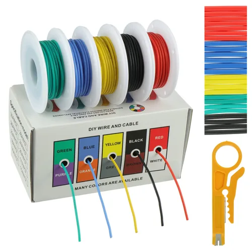 Vista 10 de BOJACK Alambre de silicona de calibre 10 de 10 pies rojo y 10 pies negro flexible 10 AWG alambre de cobre trenzado (paquete de 1 par)