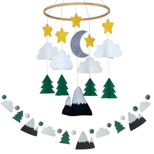 Vista 7 de Móvil para cuna de bebé – Móvil colgante de madera para cuna, decoración de guardería para niños y niñas, regalo perfecto para ducha