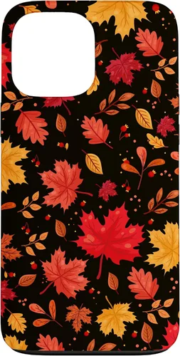 Vista 24 de iPhone 11 Pro Halloween Pattern Fall Leaves Pattern - Funda de la temporada de otoño
