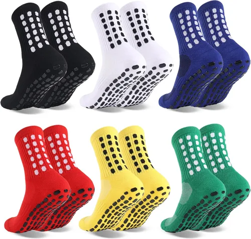 Vista 14 de 6 Pairs Grip Soccer Socks Colorful Non Slip Sports Football Basketball Hospital Yoga Socks for Men Women