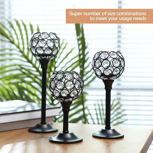 Vista 6 de Qunclay 18 portavelas de cristal a granel, centros de mesa para mesa de boda, centros de mesa decorativos de cristal, decoración de mesa de comedor