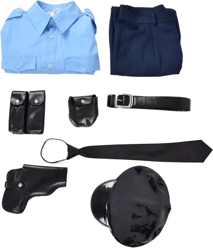 Vista 6 de Haikyuu - Disfraz de oficial de policía para hombre, uniforme azul con gorra para Halloween