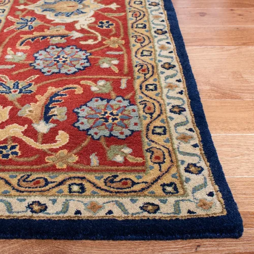 Vista 6 de SAFAVIEH Royalty Collection - Alfombra de pasillo, 2 pies 3 pulgadas x 7 pies, azul marino y óxido, hecha a mano, lana oriental tradicional, ideal