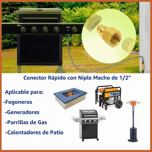 Vista 3 de Conector de manguera de conexión rápida NPT hembra, válvula de liberación rápida para aplicaciones de propano, LP, gas natural, fluidos o aire