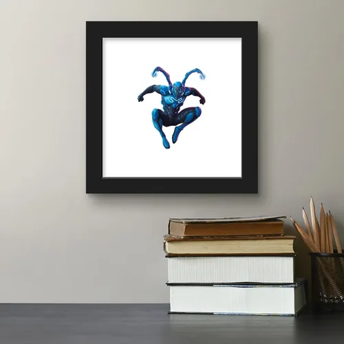 Vista 4 de Trends International Gallery Pops DC Comics Blue Beetle - Póster de pared de escarabajo volador, 12 x 12 pulgadas, versión de marco negro
