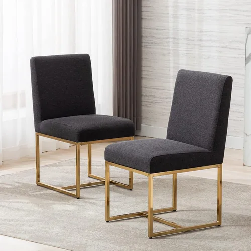 Vista 16 de BESTANO Sillas De Comedor - Juego de 2 sillas de comedor modernas negras tapizadas de piel sintética para cocina y comedor con marco de metal negro