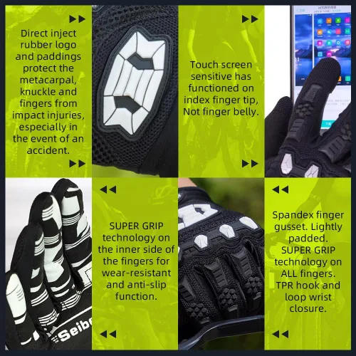 Vista 5 de Seibertron - Guantes unisex para bicicleta BMX MX ATV MTB, guantes para bicicleta de montaña, ciclismo, todoterreno/Dirt Bike, guantes de carretera